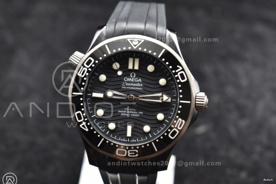 Black VSF Rubber on Diver Dial Black Edition Strap Seamaster 300M A8806 Best PVD 0102